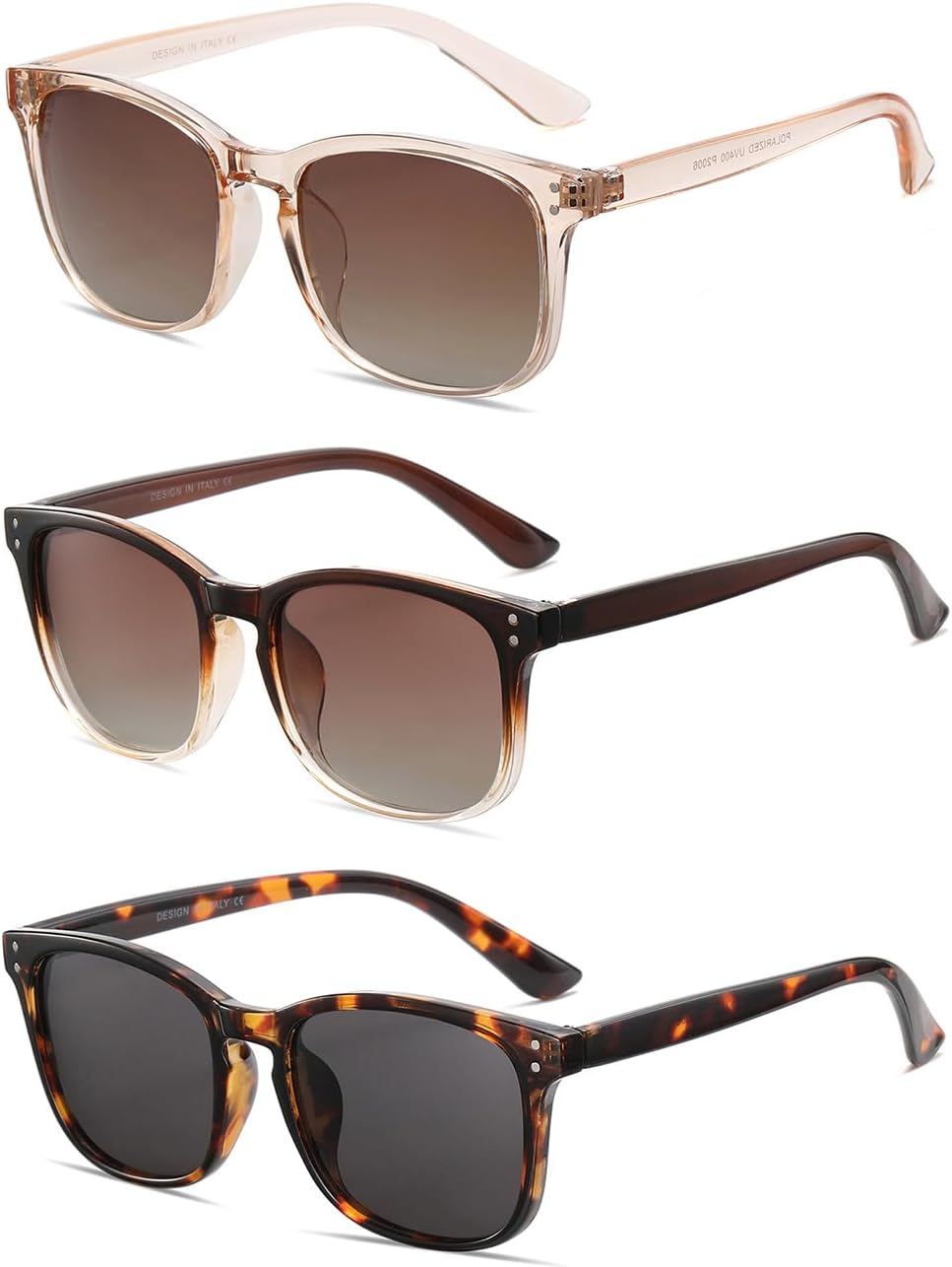 Polarized Sunglasses for Women Classic Retro Trendy Style Sun glasses UV 400 Protection(3 Pack)
