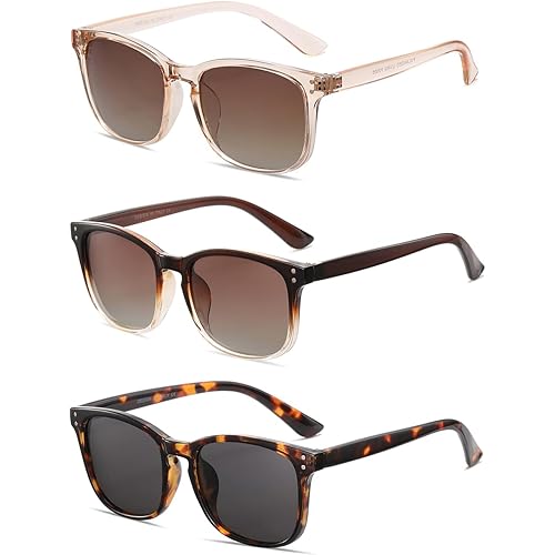 Polarized Sunglasses for Women Classic Retro Trendy Style Sun glasses UV 400 Protection(3 Pack)