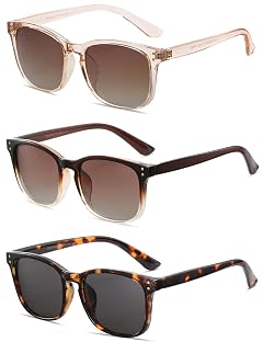 Polarized Sunglasses for Women Classic Retro Trendy Style Sun glasses UV 400 Protection 3 Pack
