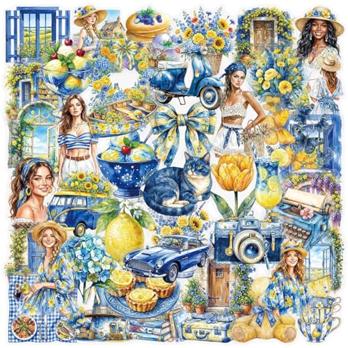 50Pcs Pastoral Countryside Transparent PET Sticker Rustic Nature Stickers for Scrapbook Journaling Photo Album Card Waterproof Romantic Love Sticker (Pastorable)