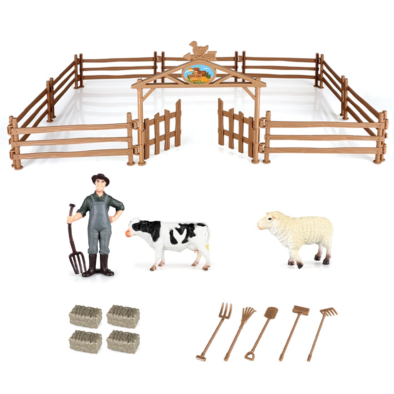 INNAL 24 Pcs Granja Juguete Animales Caballo Juguete de Granja Establo Caballos Juguete Figuras de Animales Granja Figuras de Animales de Granja Juguetes para Niños Mayores de 3 Años