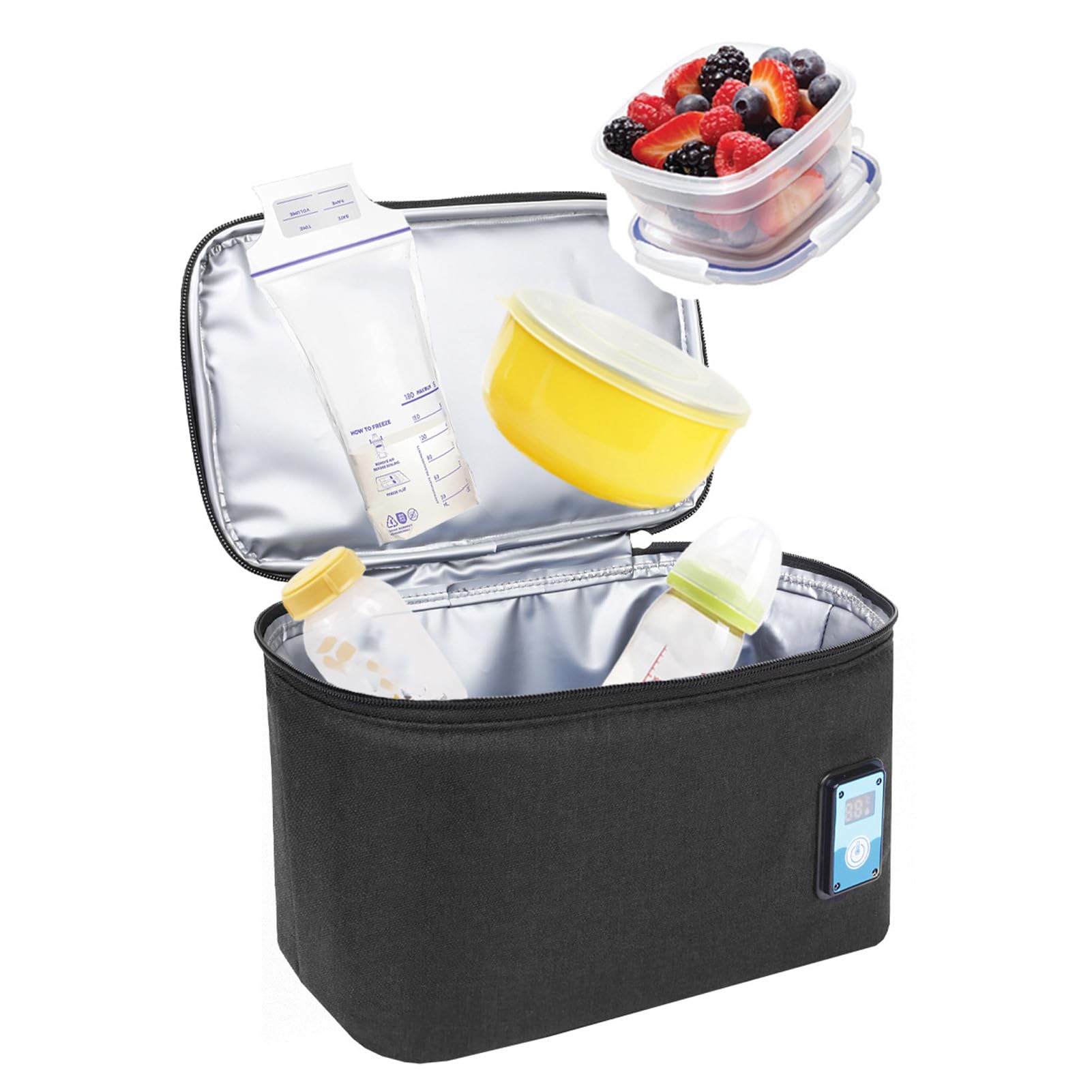 Fafeicy Sac de Réfrigérateur de Livret avec écran de Température Numérique, 6800 ML de Sac de Refroidissement du Lait Maternel, Excursions et Voyages