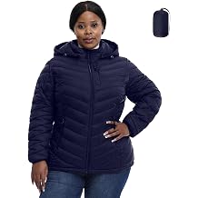 Plus Size Women Packable Puffer Jacket 1X-6X Water-Resistant Lightweight Coat Detachable HoodExclusively Plus Size