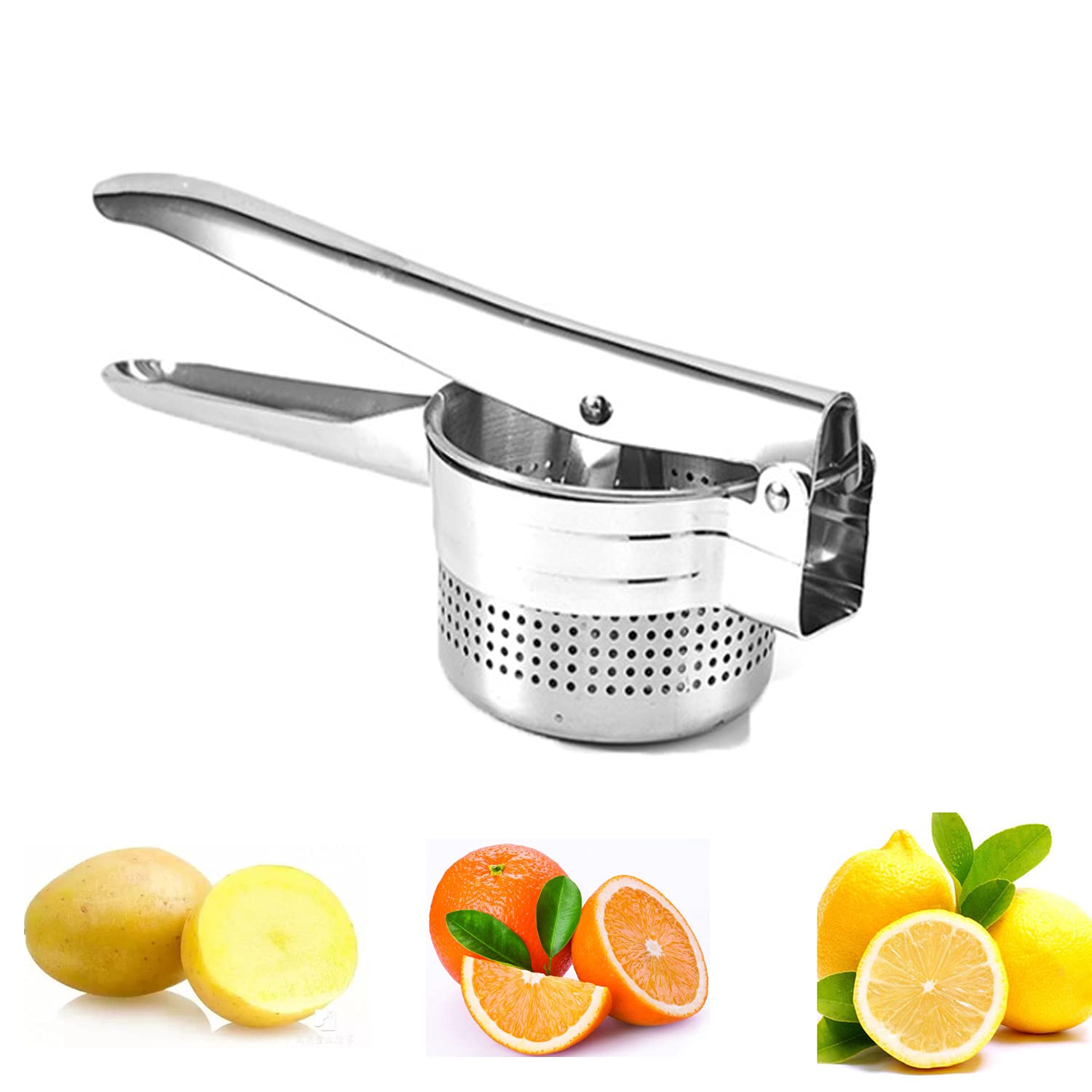Stainless Steel Vegetable Squeezer, Upgrade Red Silicone Handle Metal Vegetable Water Squeezer for Squeezing Veggie Liquid