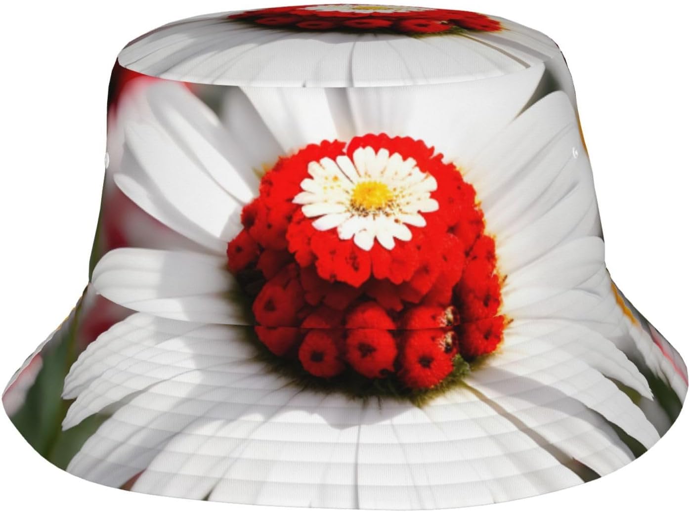 Flower and White Daisy Print Sun Hat Outdoor Fisherman Cap Summer Bucket Hat Beach for Men Women