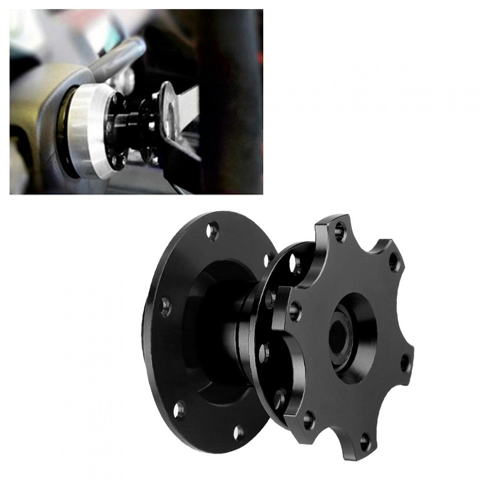 Quick Release Snap Off Kit, adaptador de cubo universal antirrobo de precisión con tornillos para volantes de 6 agujeros (negro)