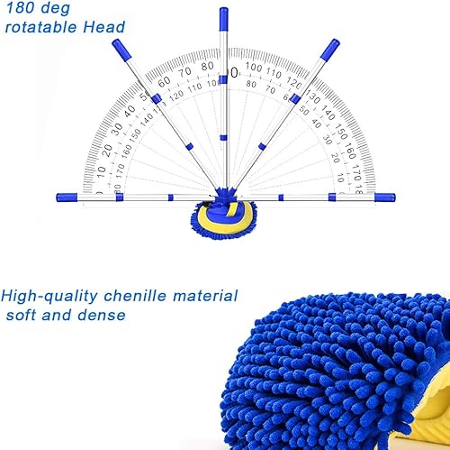 Miniatura 4 de Kit de cepillo de lavado de automóvil de 47 pulgadas, esponja para mopa con mango largo, kit de cepillo de limpieza de microfibra de chenilla,