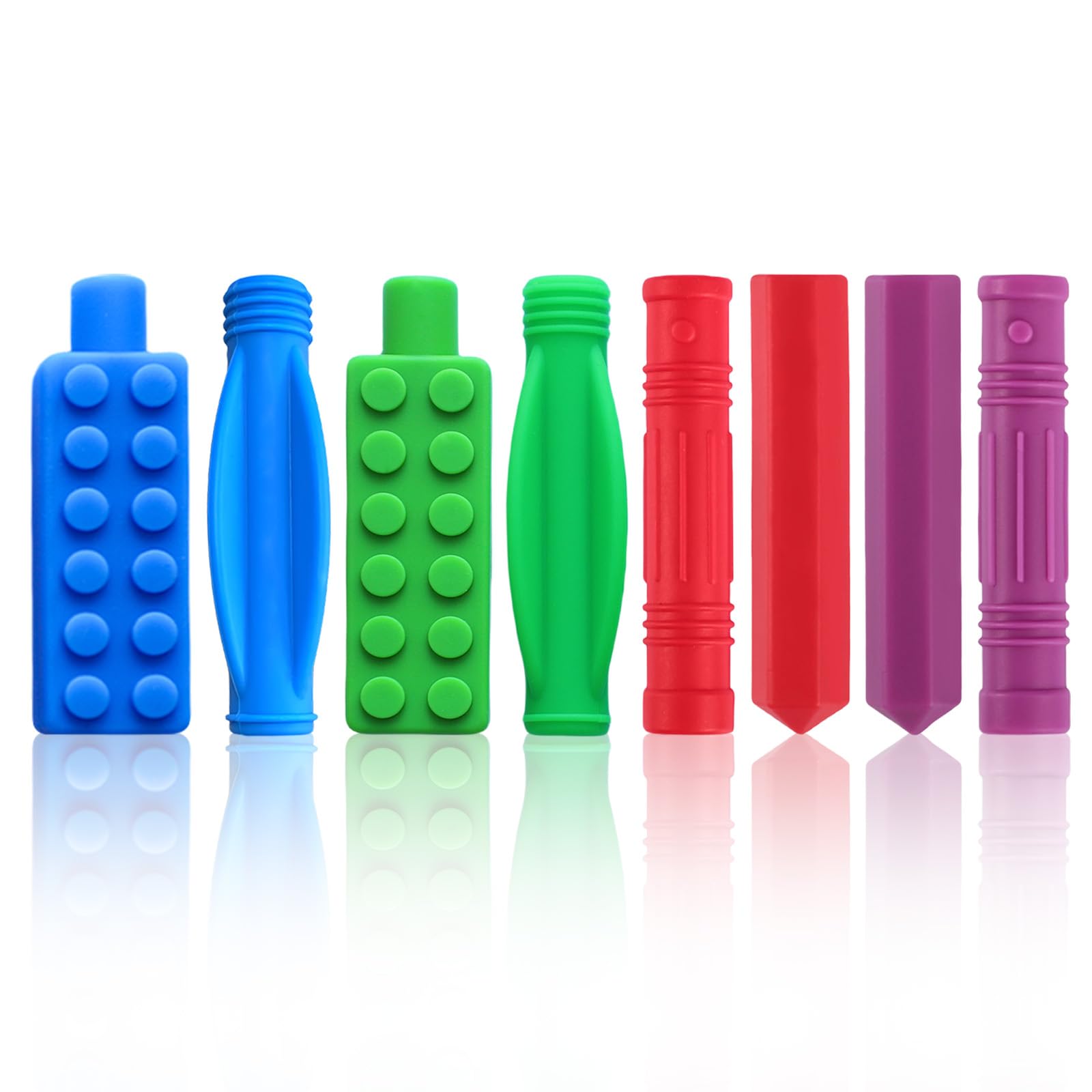RUIOMII 8 Stück Kaustift Stifte aus Silikon, Stift Aufsatz Kauen Dicke Stifte für Autistik, ADHS, Oralmotorik