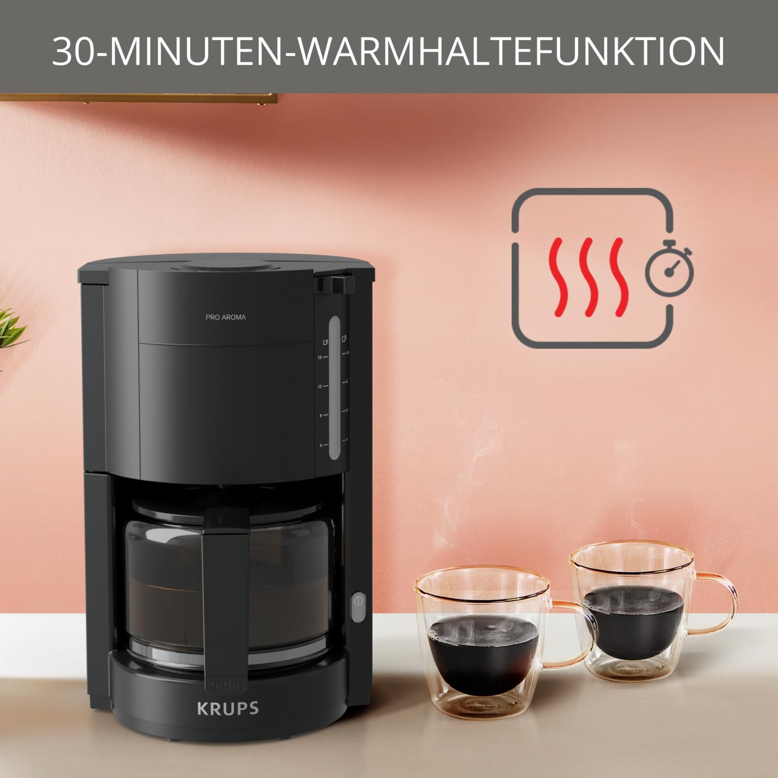 Krups F30908 ProAroma Filterkaffeemaschine 1,25L 1050W Schwarz