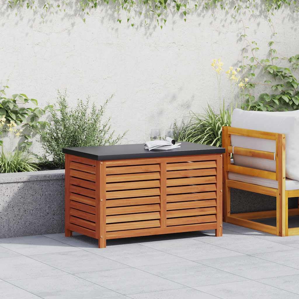 Scatola di immagazzinaggio da giardino 90 x 48 x 55 cm legno di eucalipto cassaforte di stoccaggio, scatola per cuscini per esterni interni, giardino, balcone, terrazza