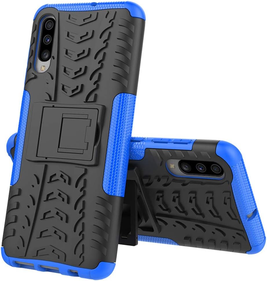 Yiakeng Samsung Galaxy A70 Mobile Cover Case, Double Layer Shockproof Slim Drop Full Body Protection With Kickstand (Blue)