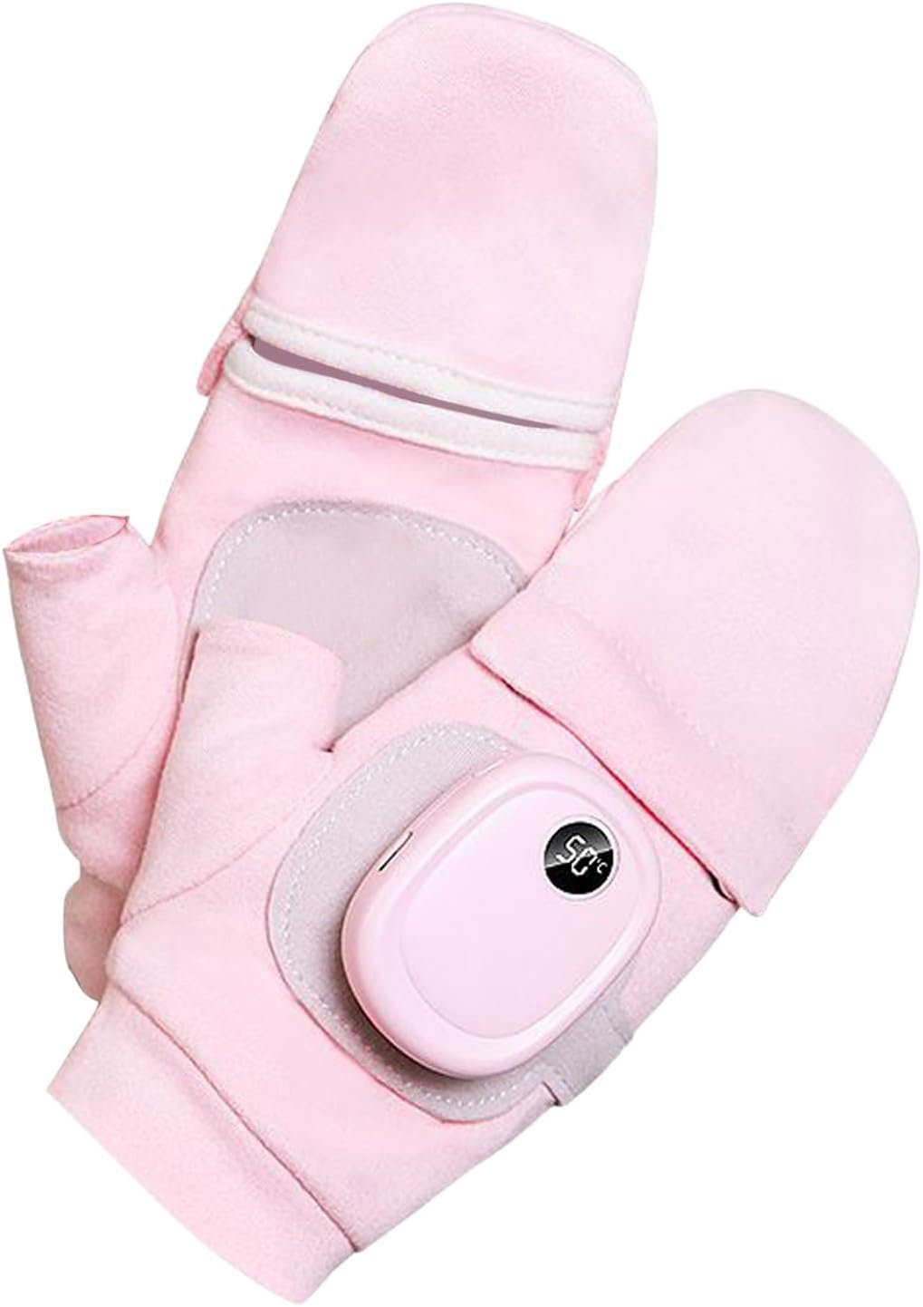 Heated Gloves, 3 Adjustable Temperature Rechargeable Battery Fingerless Gloves,Hand Warmer Winter Glove for Hunting Work