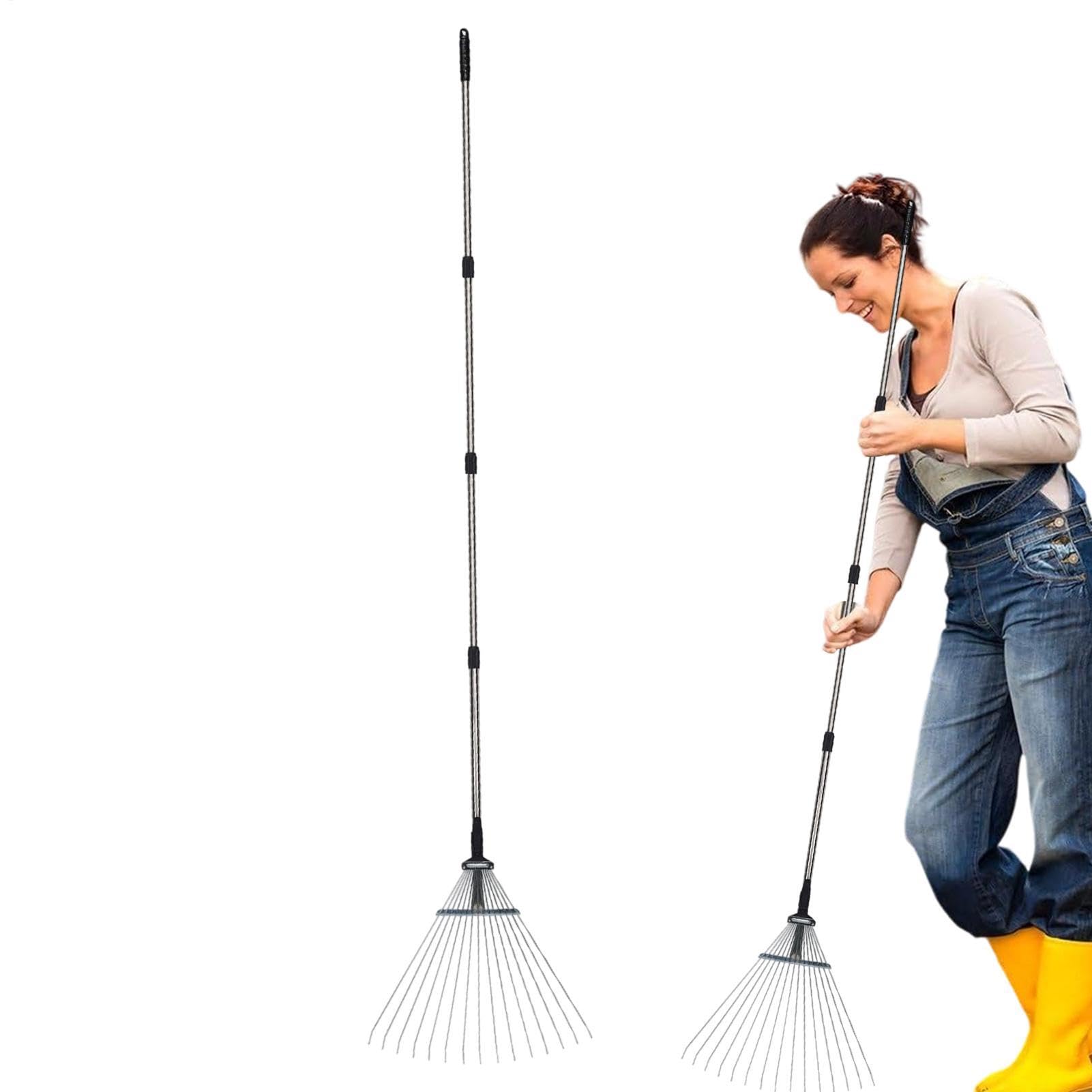Rastrello Per Prato Attrezzo Diserbante Ergonomico Metallico | Rastrello Telescopico Da Giardino Per Giardino Posteriore Prato Siepe Livellamento Pulizia Diserbo Dissodamento Terreno