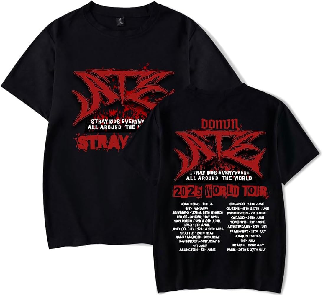 ZJHXQEVC Stray Kids Merch Dominate World Tour T-Shirt Women Men