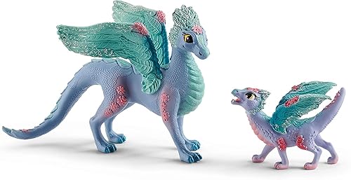 Schleich Bayala - Juego de 2 piezas de dragón de flores y bebé para niñas y niños - Figuras duraderas de animales de hadas - Lindas figuras de