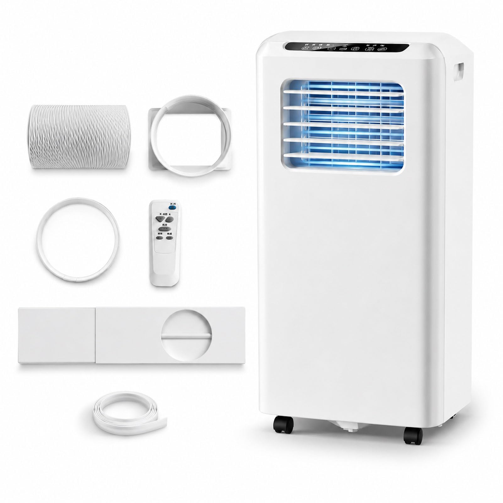 Klimatyzator przenośny 9000 BTU, 3-w-1 wentylator osuszający do chłodzenia do pomieszczeń o powierzchni do 226 Sq Ft, wyświetlacz cyfrowy z pilotem i 24H Timer, ekologiczny czynnik chłodniczy R290, ko