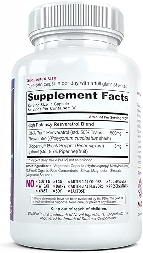 Miniatura 2 de Suplemento antioxidante de platino Resveratrol potente fórmula antienvejecimiento con resveratrol trans puro y natural para apoyo inmunológico,