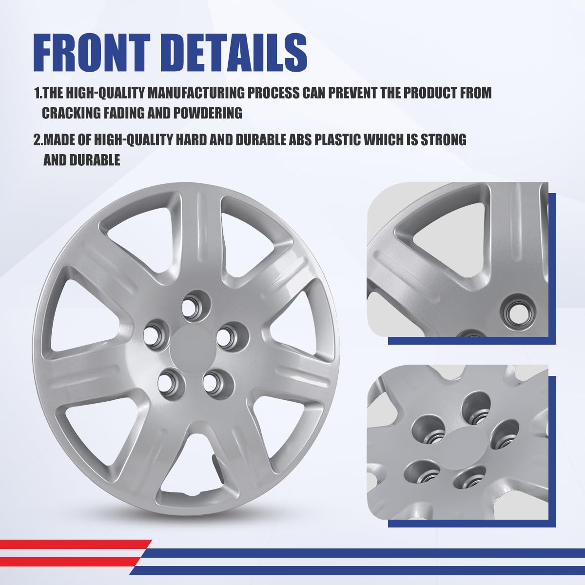 Set Of 4 Silver Bolt-On Hubcaps For 2006-2011 Honda Civic 16" Wheels