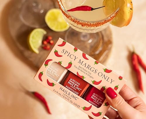 Miniatura 4 de Nails Inc 45 Second Speedy Gloss Spicy Margs Only - Trío de esmaltes de uñas, multicolor, brillante, sin astillas, larga duración, secado rápido,