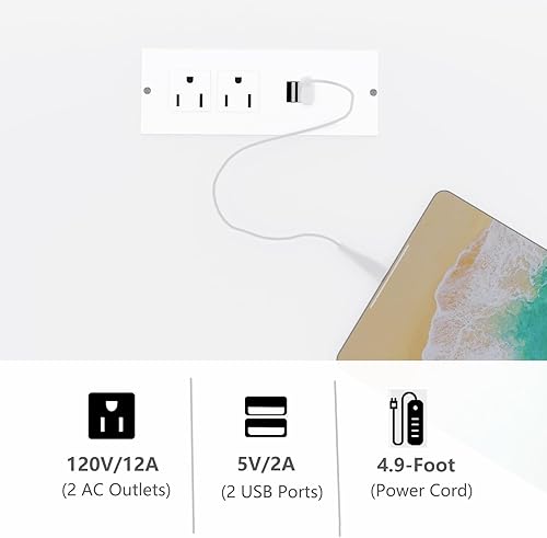 Miniatura 6 de Irontar Mesita de noche de ratán con estación de carga, mesita de noche con cajones decorados de ratán, mesa auxiliar de granja, mesita de noche con