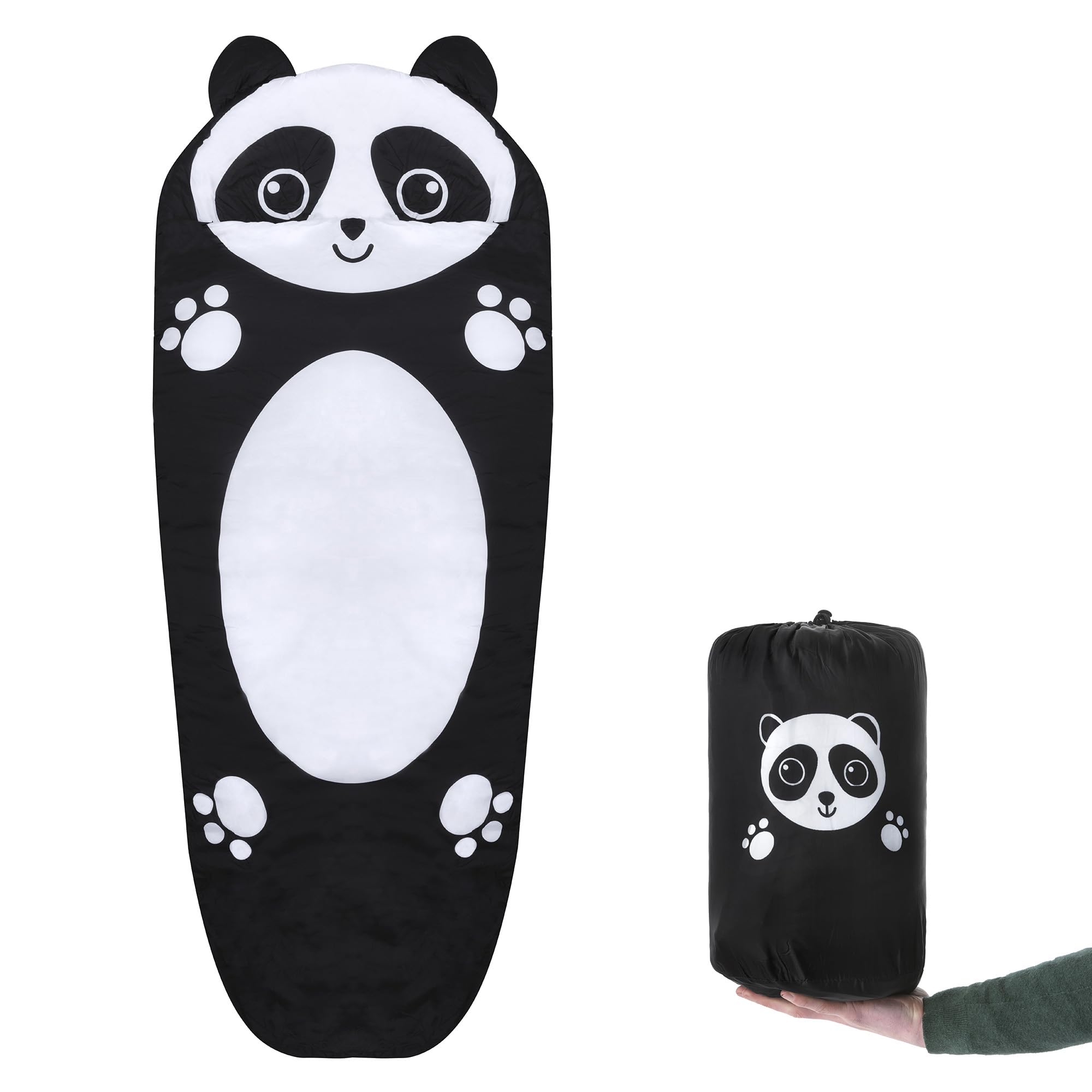 Dutch Mountains Kinder Schlafsack Panda - Schlafsack Jungen und mädchen 170 x 70cm - Weich und Leicht - Aufbewahrungstasche