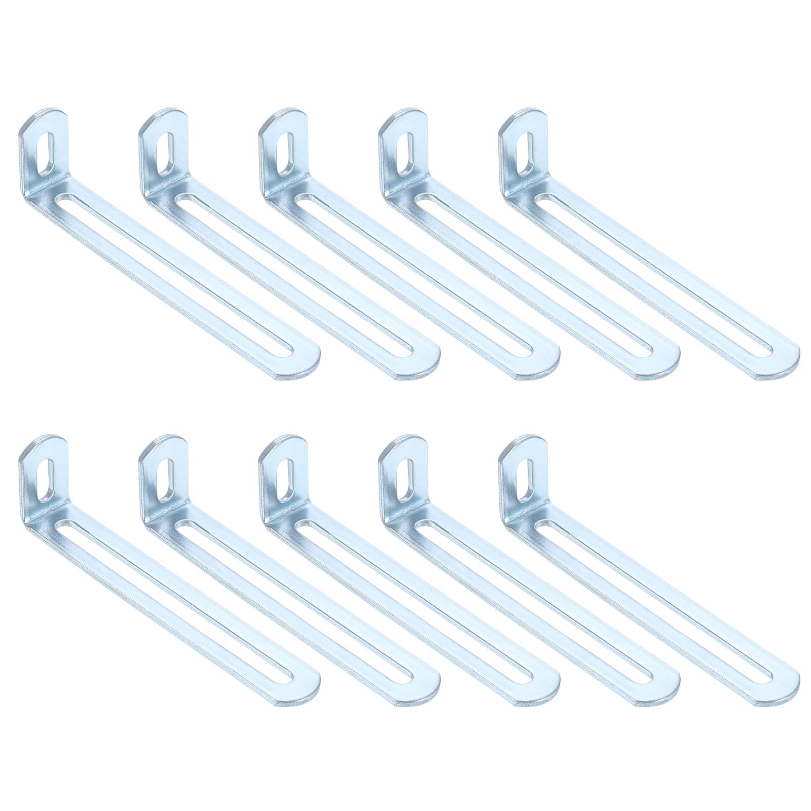 sourcing map 10 Pcs Adjustable Right Angle Brackets, Slotted L-Shape Corner Bracket 120mm, 90 Degree Steel l Bracket Support for Shelves, Wood Furniture Construction, Silver