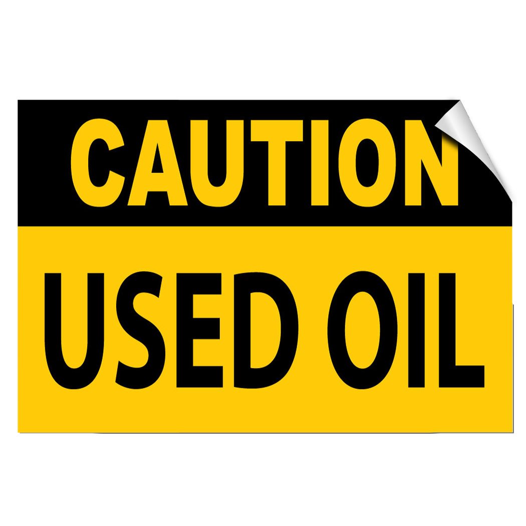 Caution Used Oil Hazard Waste Label Decal Sticker 10 Inches X 7 Inches