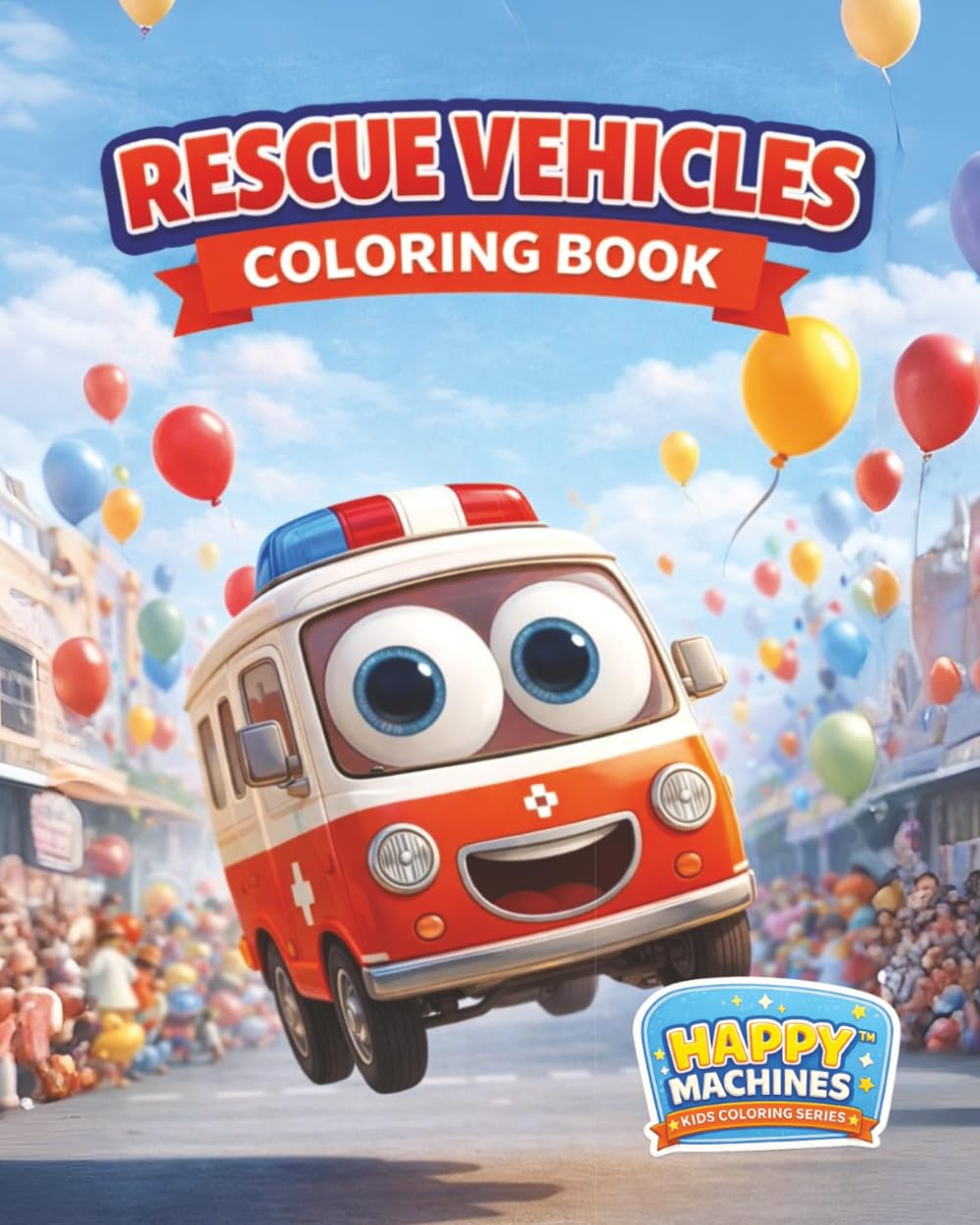 Rescue Vehicles Coloring Book: Happy Rescue Vehicles for Kids Who Love Helpers and Heroes (Happy Machines Kids Coloring Books)
