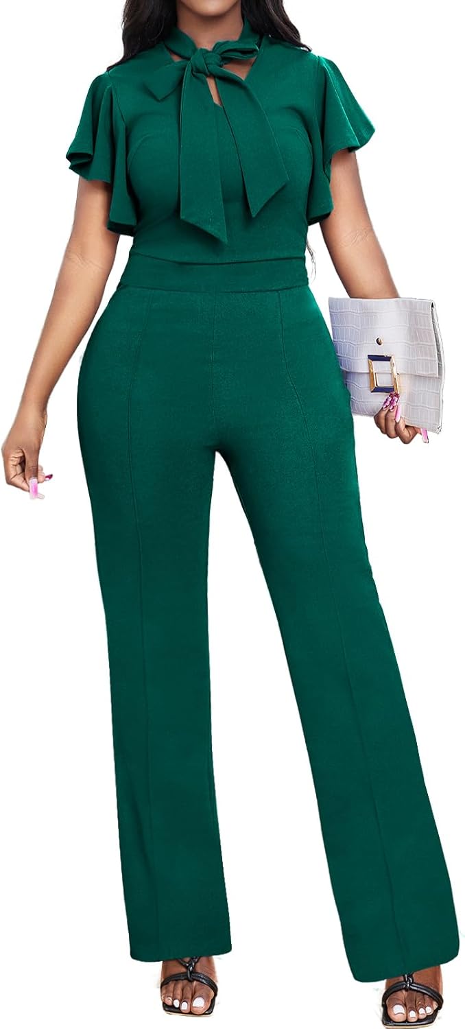 sexycherry Formal Jumpsuit for Women Dressy Elegant Long Straight Pants Jumpsuits for Party Club with Zipper
