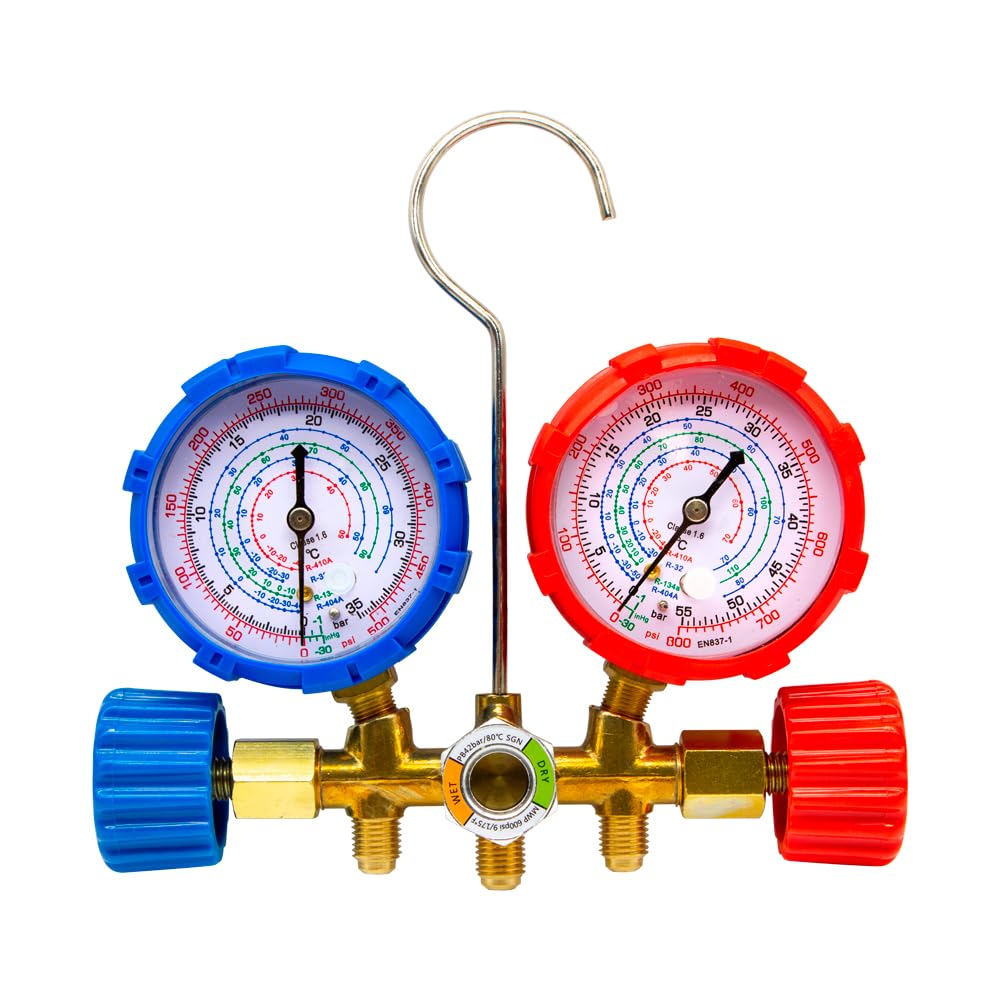 Split Ralerfresh RS organisches Kühlgas für Klimaanlagen, entspricht 950 g, Ersatz für R410, R32, R407 und R22 (Flasche + 2-Wege-Manometer + Schläuche + Adapter)