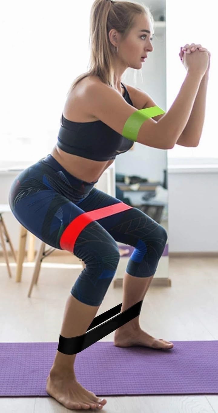 New Resistance Mini Loop Band Set (Pack of 5) Hip/Toning Exercise for Gym Booty Belt/Latex/Thera/Theraband for Fitness, Multicolor.-image-44
