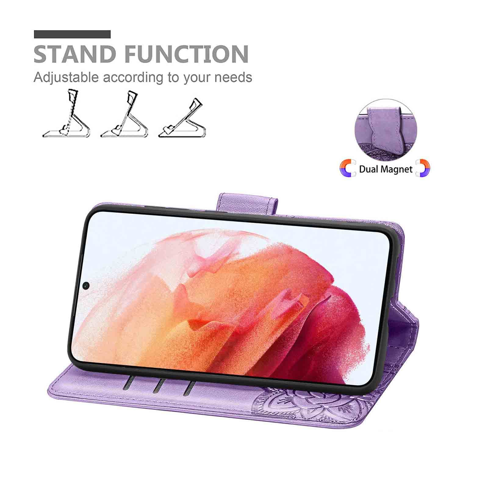 MOJIA Custodia Oppo A57 4G / A57s 4G A Portafoglio Con Farfalla – Pelle PU, Magnetica, Slot Carte E Cinturino (Blu) - 2