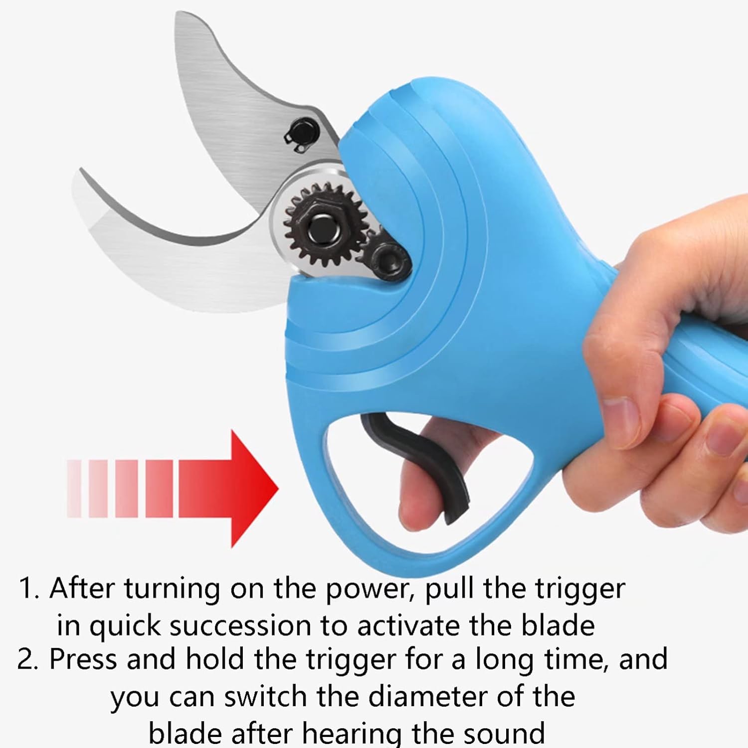 Electric Secateurs, 21V Electric Pruning Shears Electric Branch Scissors Cordless Pruner with Brushless Motor, 30Mm Cutting Diameter 2000 Mah Lithium Battery