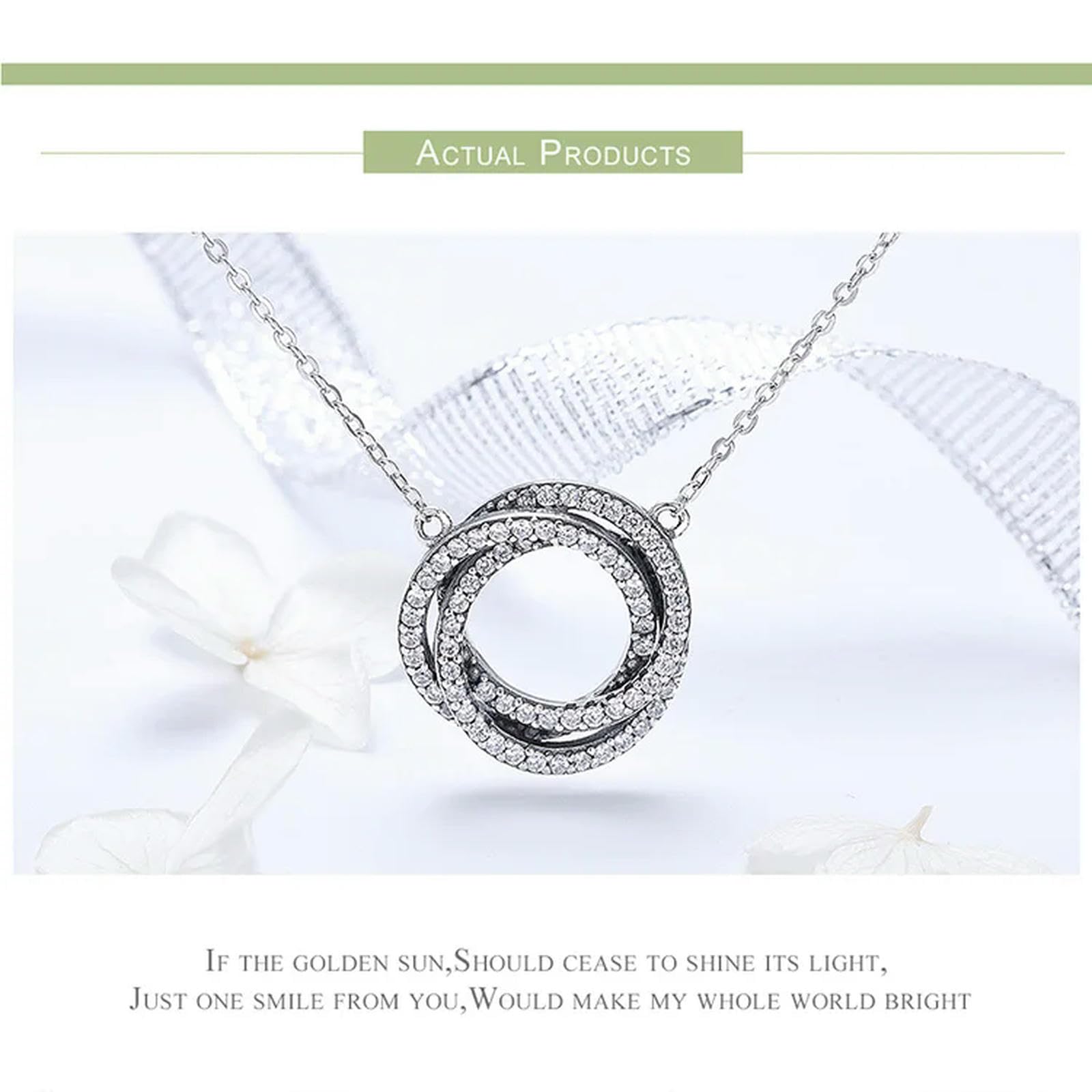 YXWYXWA 925 Minimalismo in Argento Sterling Geometrico Circolo impilato Collane a Sospensione per Donne Clear CZ Fine Jewelry SCN259