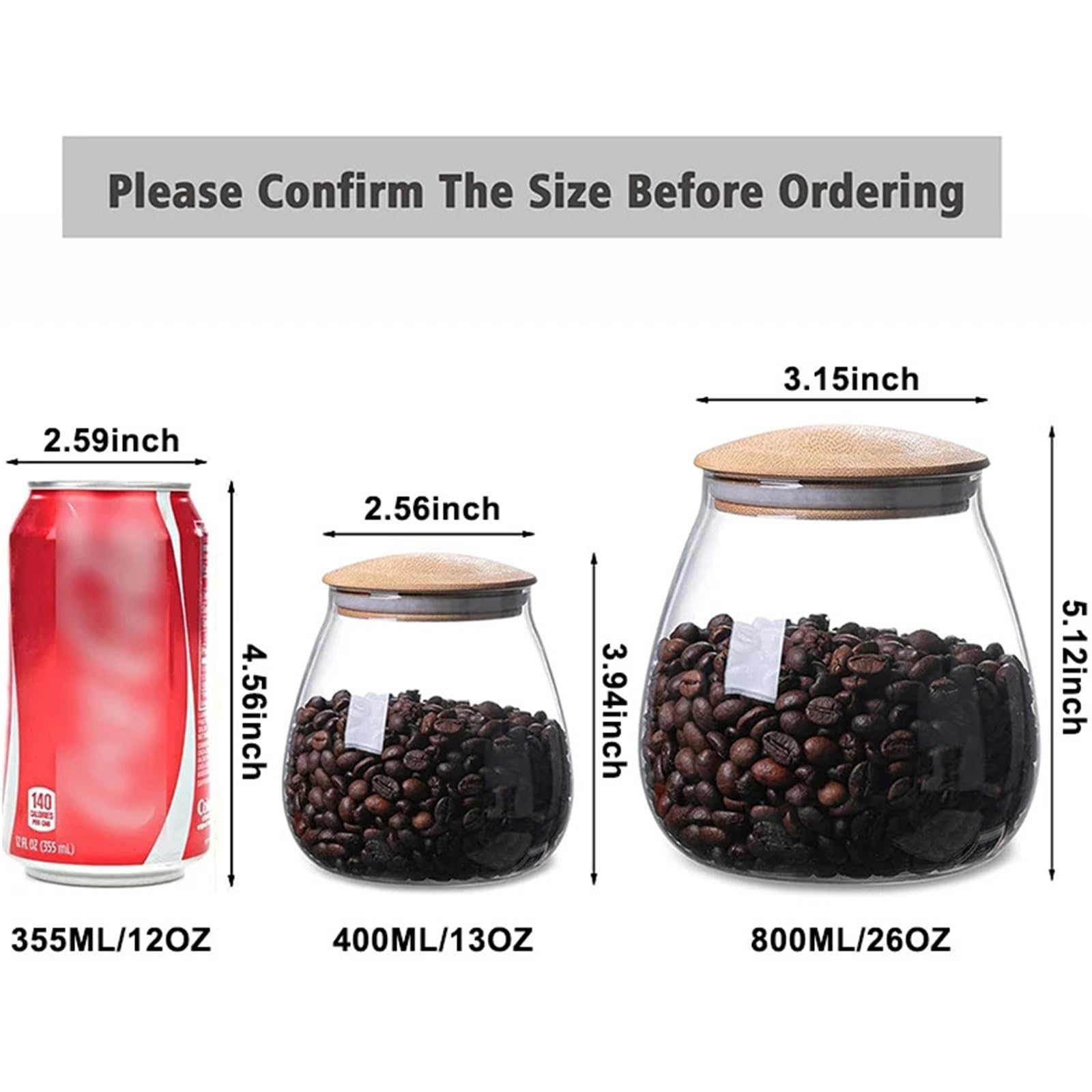 Tarro de caramelo transparente 400/800 ML, soporte recipiente almacenamiento vidrio con tapa hermética, decorativo for café, galletas y dulces Para Caramelos(800ml)