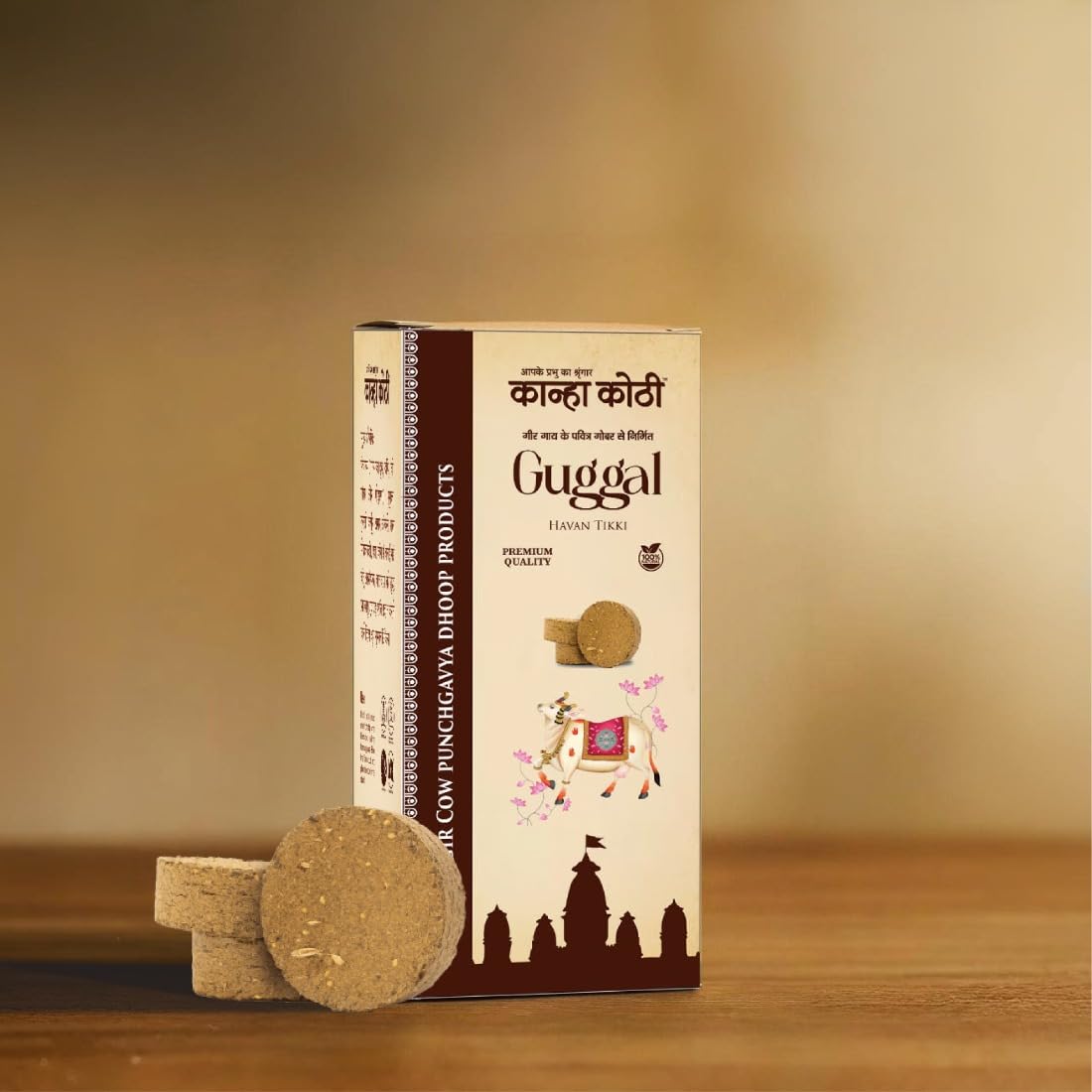 Kanha kothi Guggal Havan Tikki | Gir Cow Panchgavya | Shuddh Natural Dhoop for Yagya & Pooja Guggal (14 Units, Set of 2)-image-32