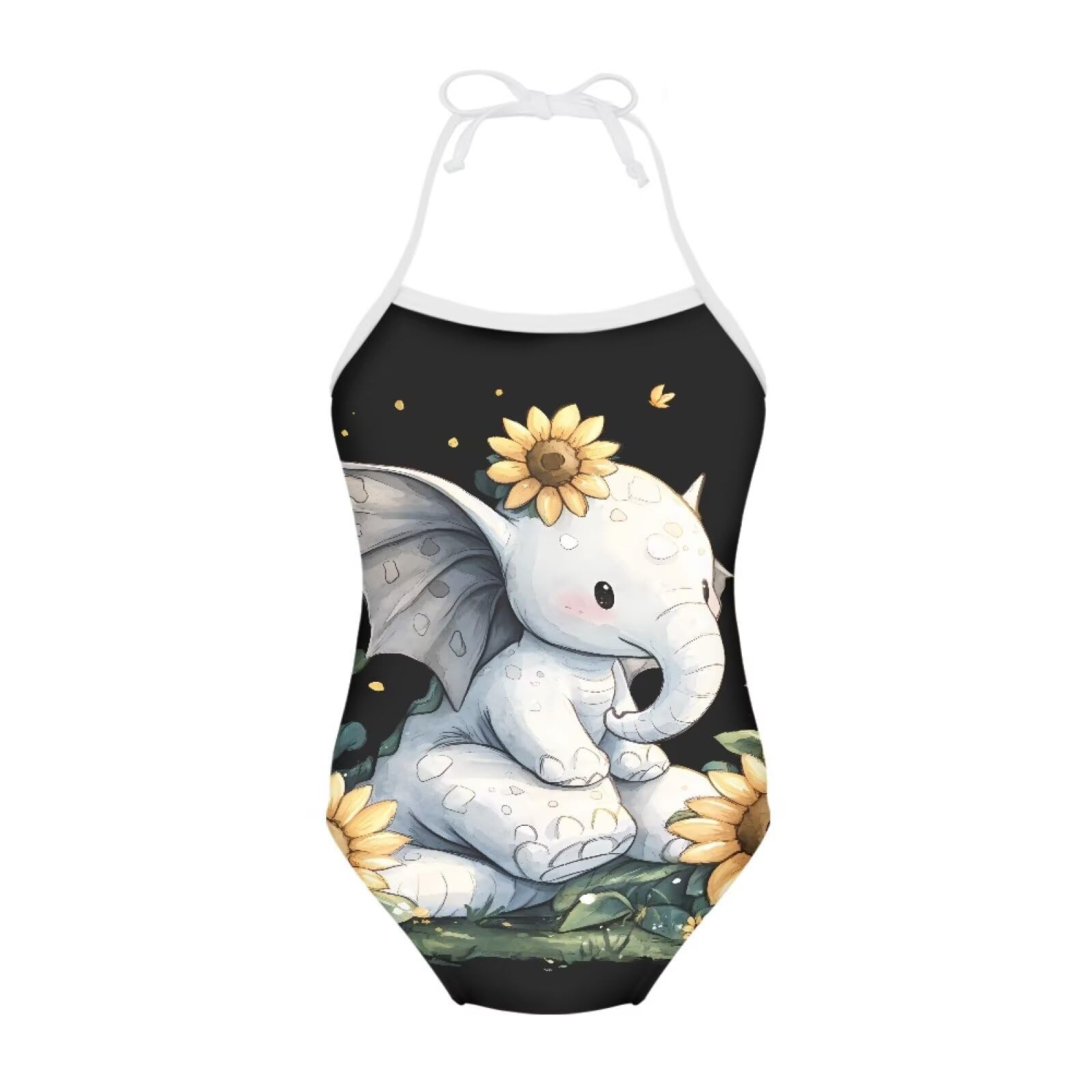 ELEQIN Cartoon Animal Cute Girls One Piece Swimsuit Adjustable Swimwear for 3Y-10Y