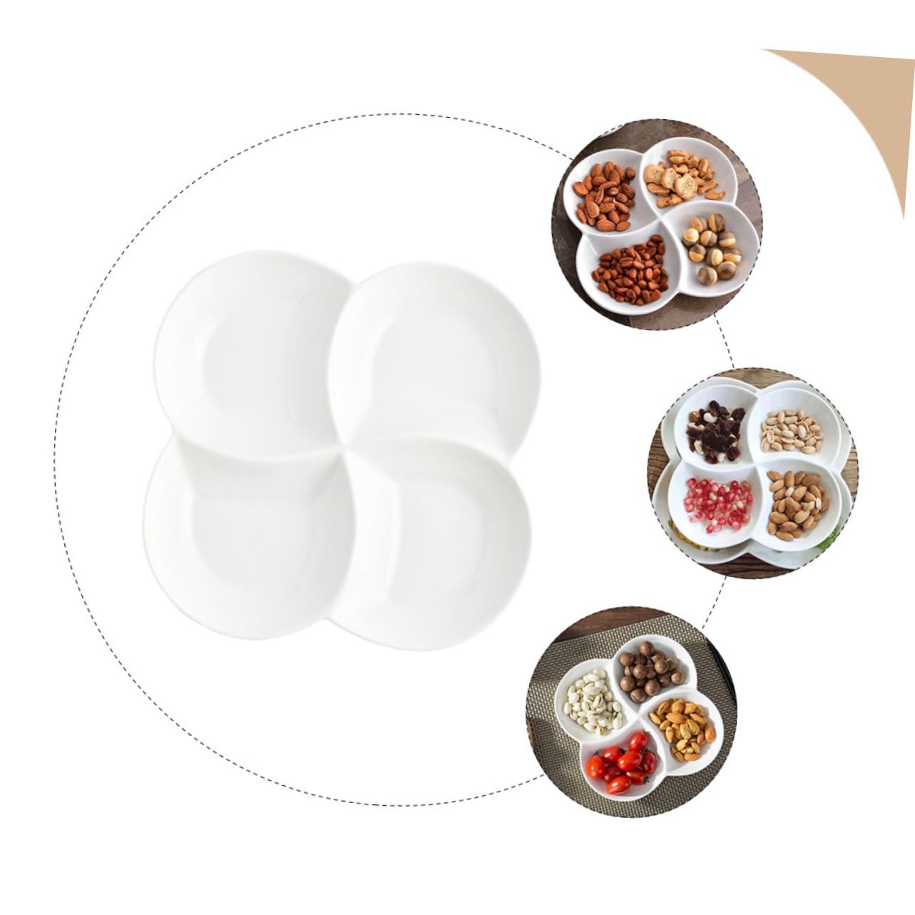 4 Plateau-Repas en Compartiments Céramique Compartimenté