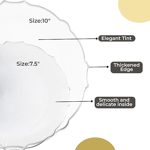 Miniatura 9 de Exquisite Platos tintados, 80 platos desechables de plástico para fiestas para 40 invitados, 40 x 7.5 platos de postre y 40 x 10 platos finos y