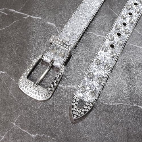 Eigso Rhinestone Leather Gothic Belt for Women Men Cowgirl CowBoy Western Waist Harness Studded Belt for Jeans Pants3