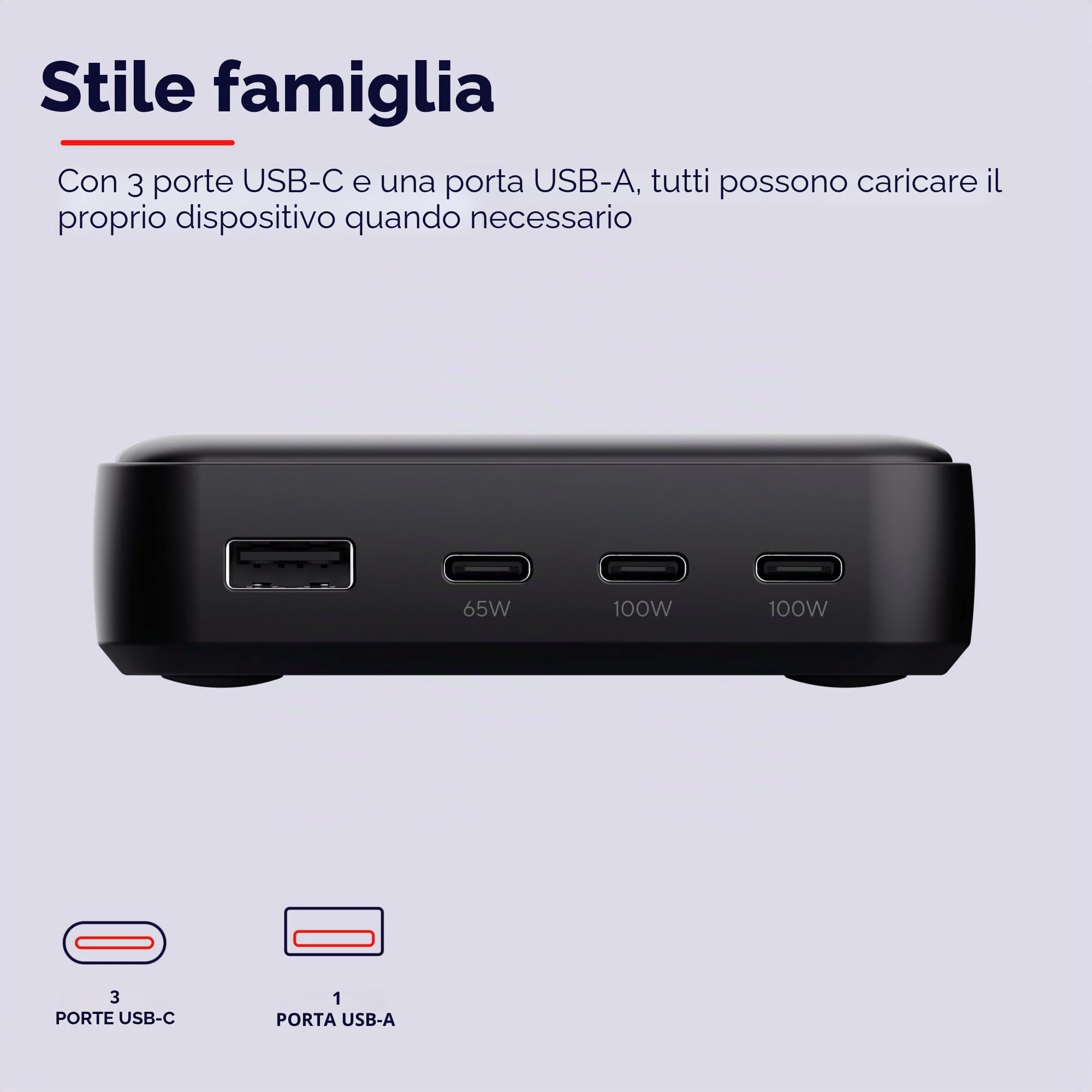 Trust Maxo 100W Multipresa USB C, Caricatore USB-C x3 USB-A x1 | Cavo di Alimentazione 1,5 m, Hub Stazione di Ricarica USB Multipla per iPhone Samsung Galaxy Tablet Laptop