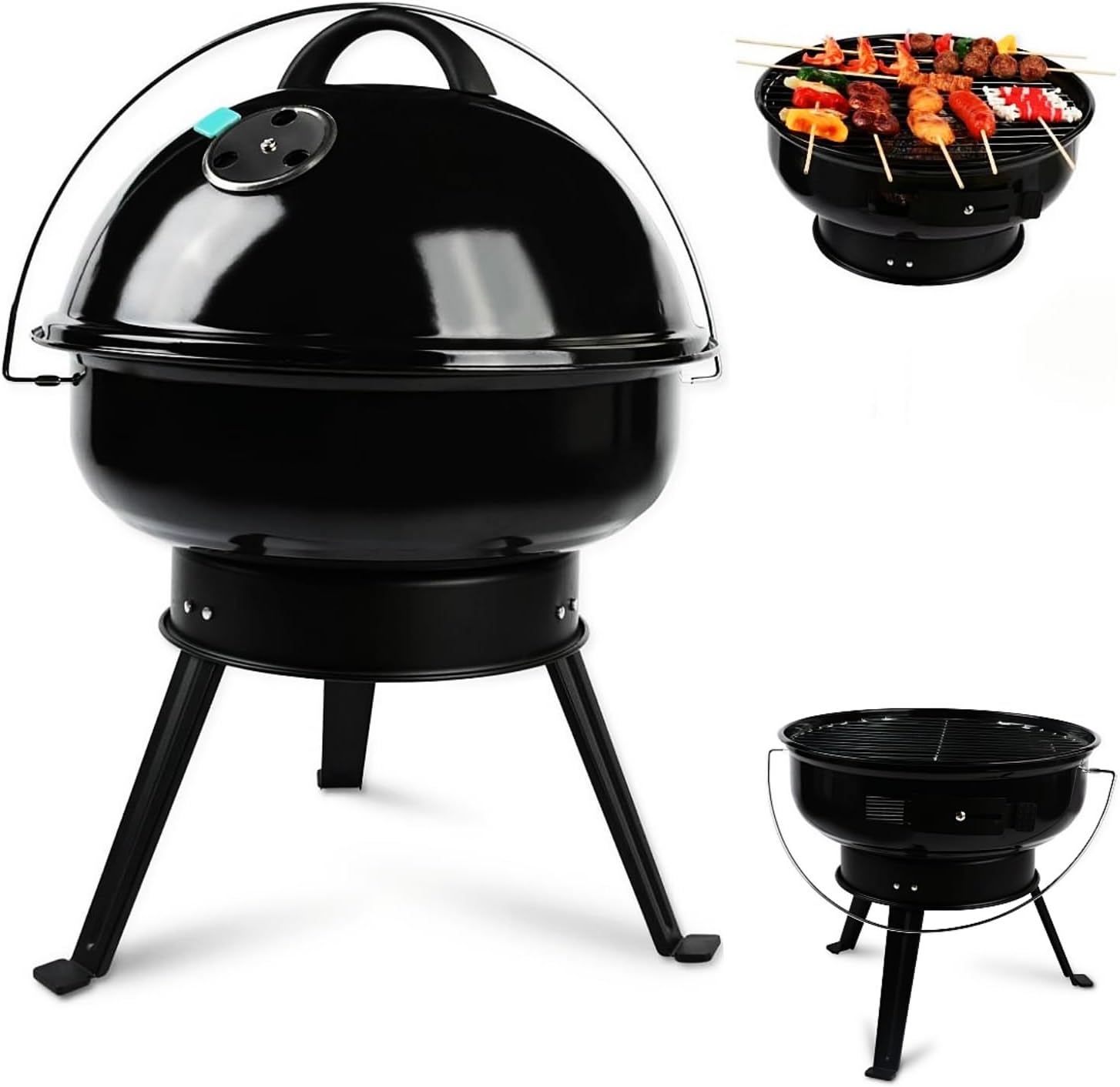 UFO-Shaped (Thickened) Portable Charcoal Grill,Folding Leg Design for Easy Storage & Portability,Easy-to-Assemble Small Tabletop Grill,Compact for Backyard and Patio BBQ,Outdoor Camping,and Tailgate