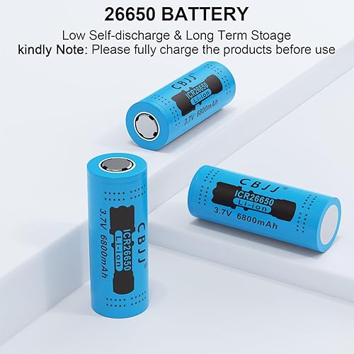 Miniatura 5 de Batería de 3.7 V 26650 6800 mAh 26650 Batería Recageable Batería plana Top 26650 Baterías para linternas, paquete de 4