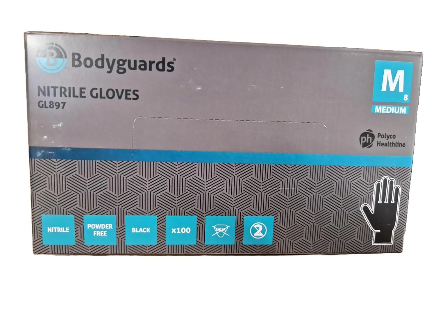 Bodyguard Men's Gl8972 Nitrile Disposable Gloves, Black, M Pack of 100 UK