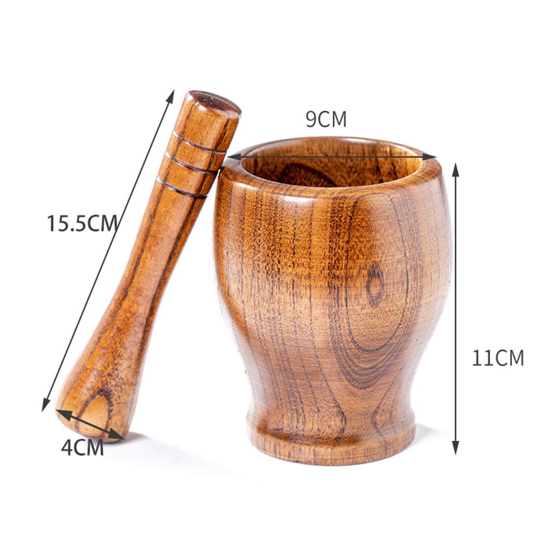 Mörser-Stößel-Set, Stößel und Mörser, Holz, Gewürzmörser aus Holz, Mahlbecher, Gewürzzerkleinerer, Mühle, Gewürzmörser mit Stößel