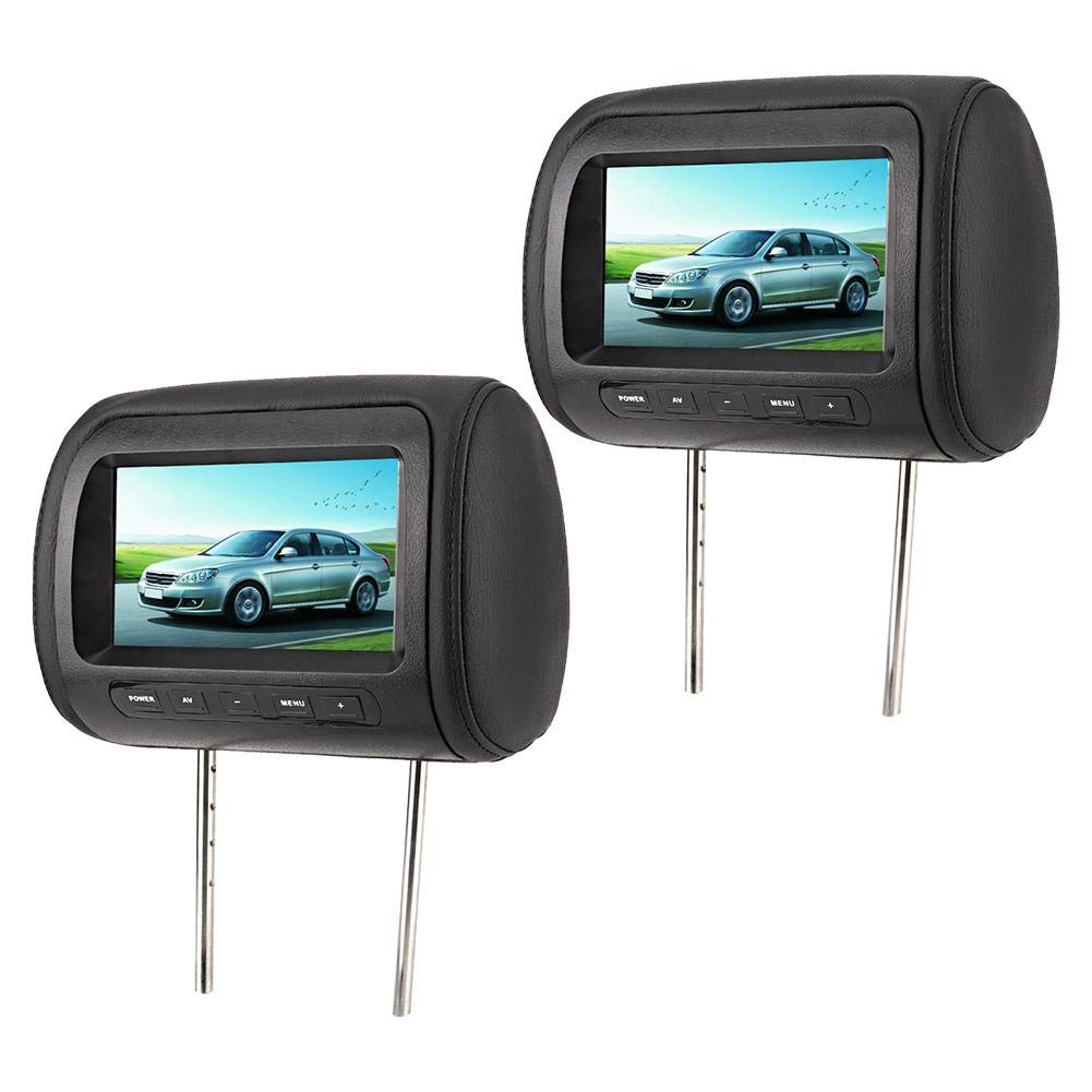 Reproductor de reposacabezas, Qiilu Headrest Player, 2pcs 7 in Control inalámbrico Universal Reposacabezas Ajustable LCD Video Player USB MP5 Display Black