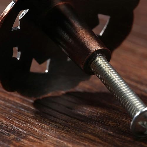 Miniatura 8 de Tiradores de cajones antiguos de forma redonda para armario, cajón, puerta, cocina, paquete de 10 unidades (bronce rojo)