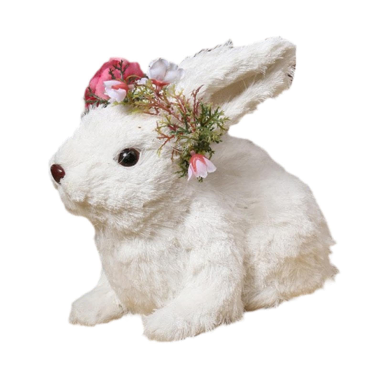 TWISAXC Lifelike Rabbits Statue Animal Figurine Simulation Crafts Unique Shape Plant Fibers Ornament Decorative for Creative