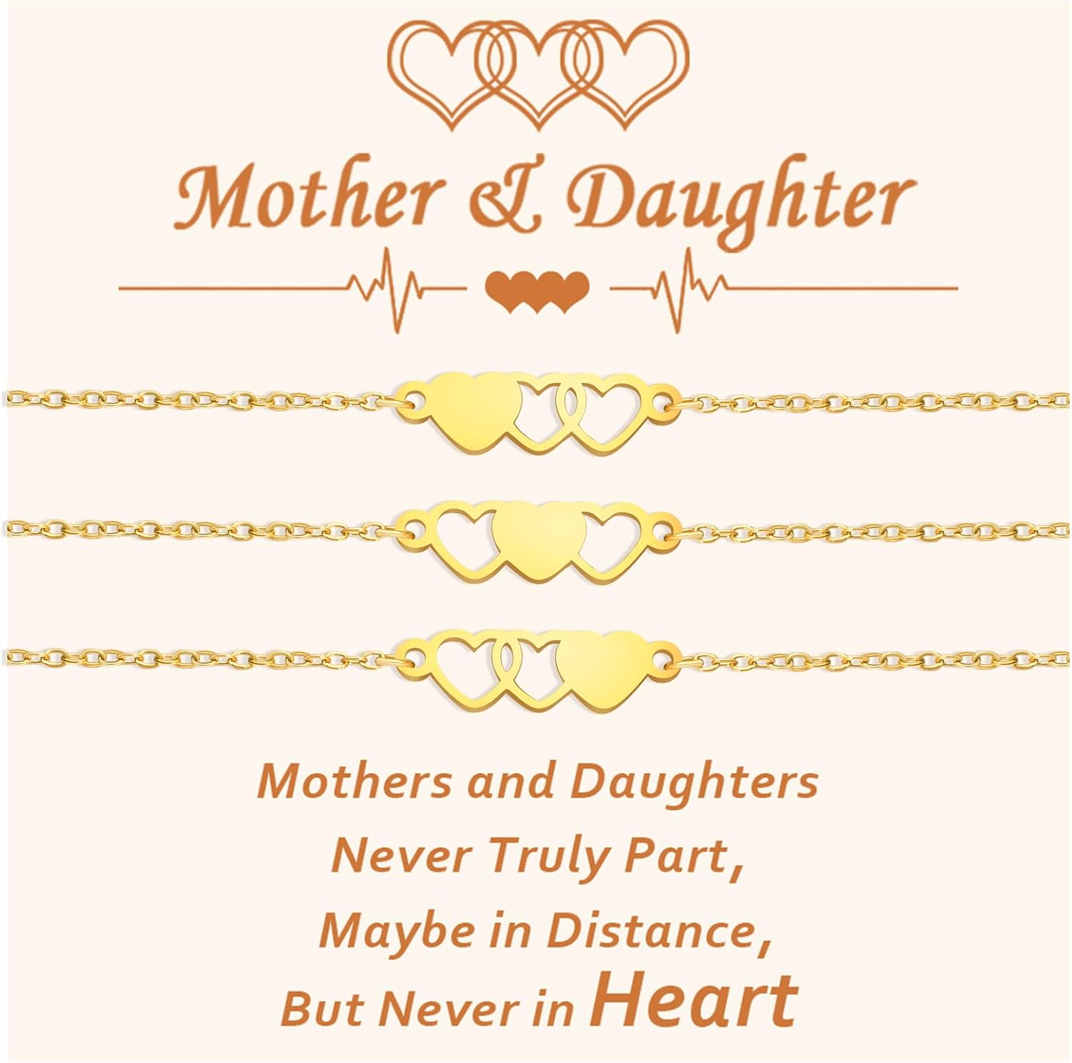 2/3/4 PCS Mother Daughter Bracelets Set Valentines Day Gifts for Mom from Daughter Mommy Me Jewelry Matching Wish Bracelet
