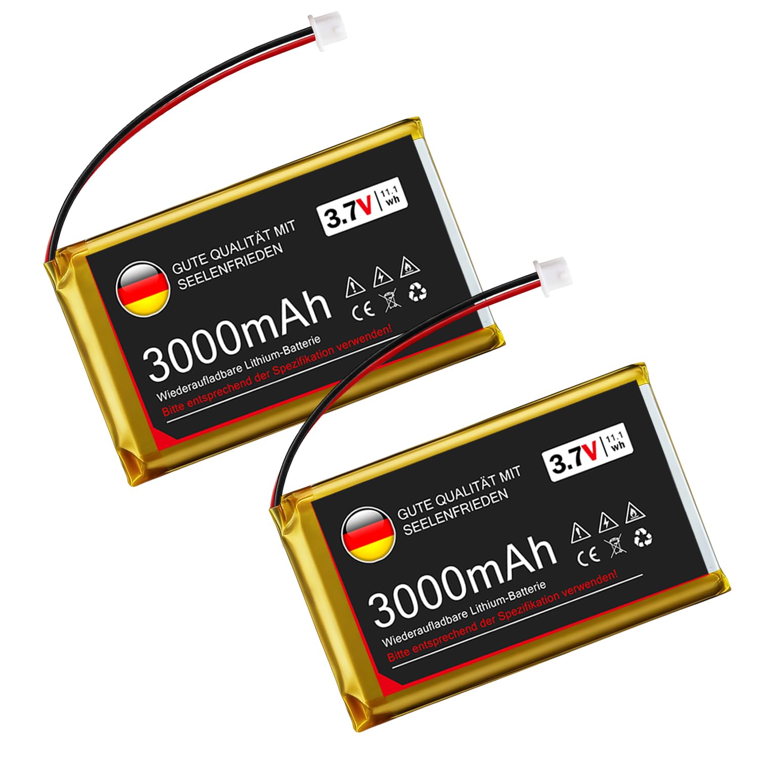 Batería de Litio de 3,7 V y 3000 mAh, 1S, 1C, LiPo con Placa de protección y Conector Micro JST 1.25 para Placa de Desarrollo Arduino Node MCU ESP32 (2 Piezas)